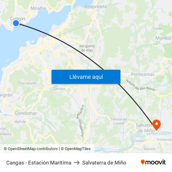 Cangas - Estación Marítima to Salvaterra de Miño map