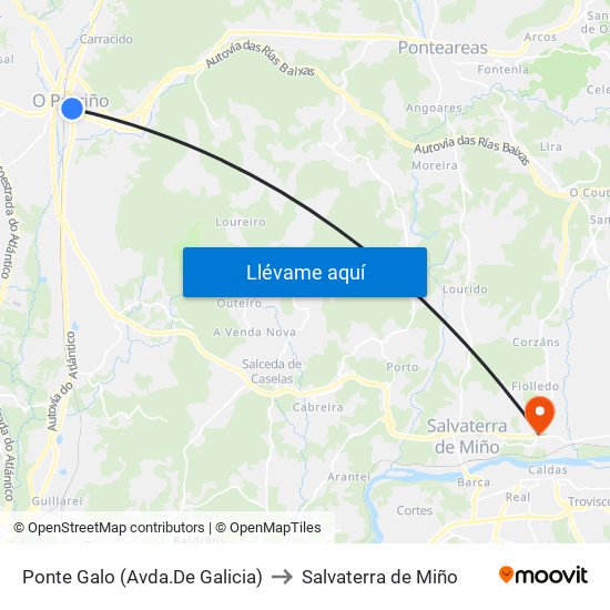 Avenida de Galicia (O Porriño) to Salvaterra de Miño map