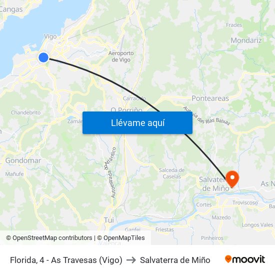 Florida, 4 - As Travesas (Vigo) to Salvaterra de Miño map