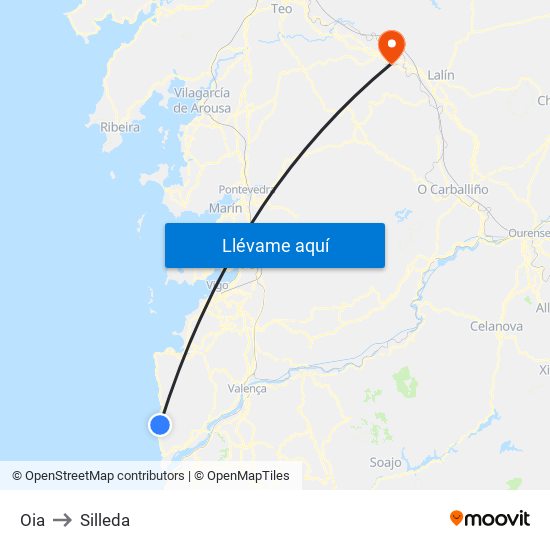 Oia to Silleda map