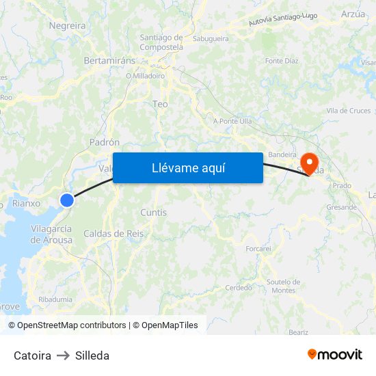 Catoira to Silleda map
