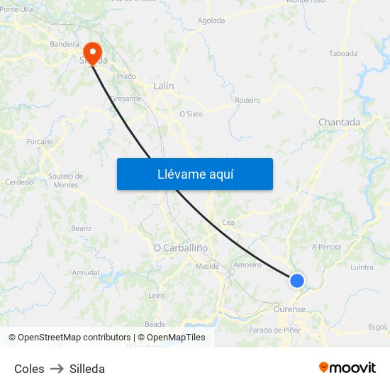 Coles to Silleda map