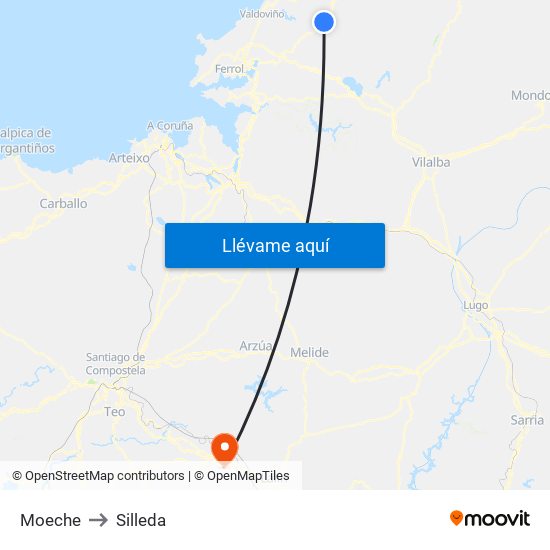 Moeche to Silleda map
