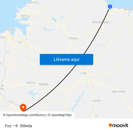 Foz to Silleda map