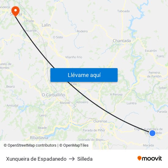 Xunqueira de Espadanedo to Silleda map