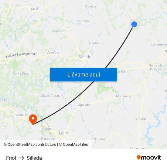 Friol to Silleda map