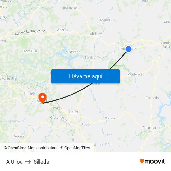 A Ulloa to Silleda map