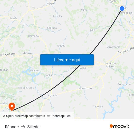 Rábade to Silleda map