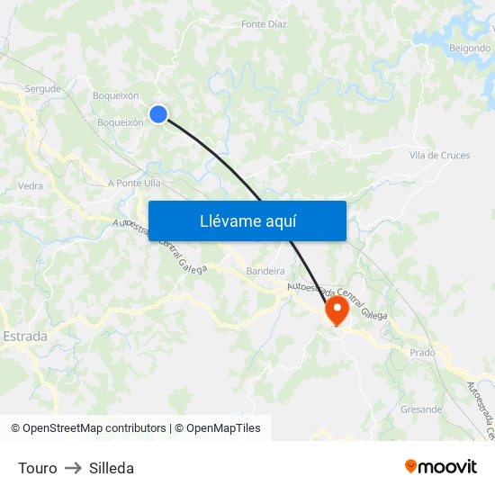 Touro to Silleda map