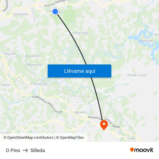 O Pino to Silleda map