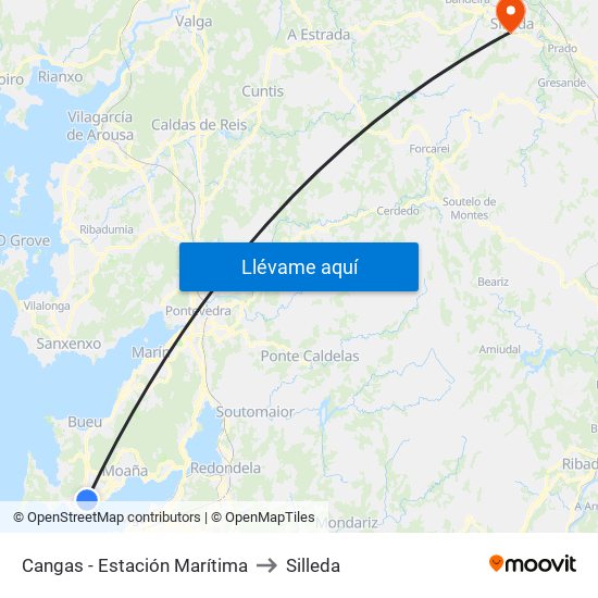 Cangas - Estación Marítima to Silleda map