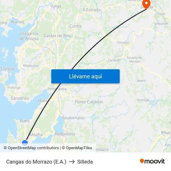 Cangas do Morrazo (E.A.) to Silleda map
