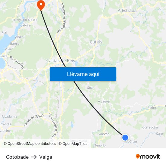 Cotobade to Valga map