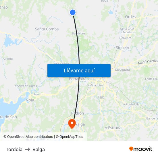 Tordoia to Valga map