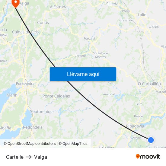 Cartelle to Valga map