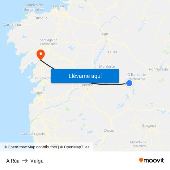 A Rúa to Valga map