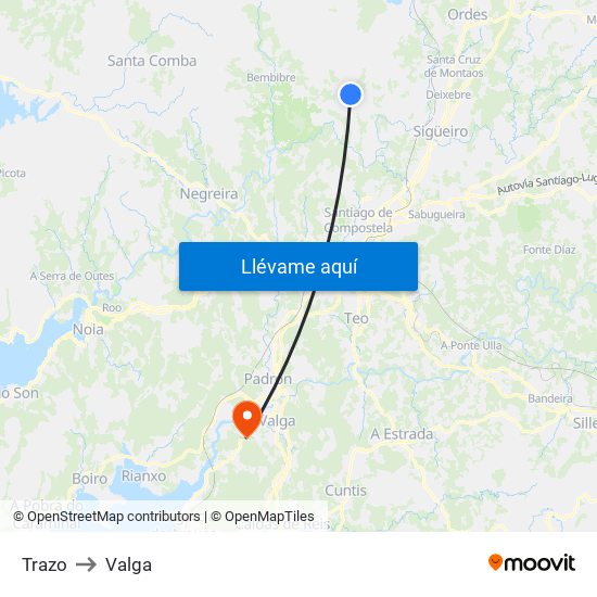 Trazo to Valga map