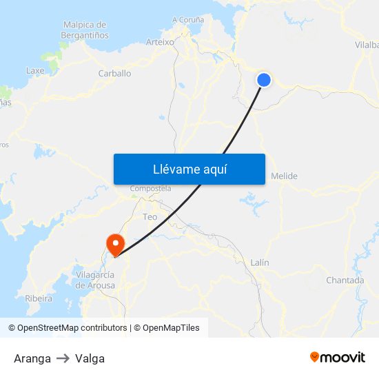 Aranga to Valga map