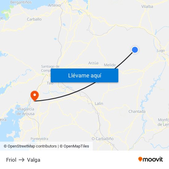 Friol to Valga map