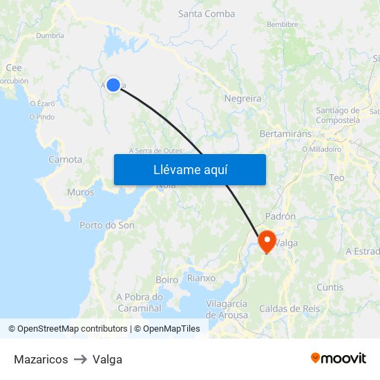 Mazaricos to Valga map