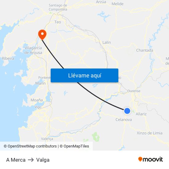 A Merca to Valga map