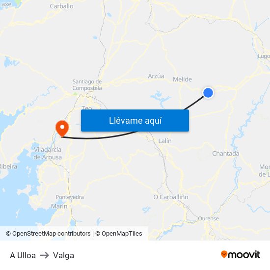 A Ulloa to Valga map