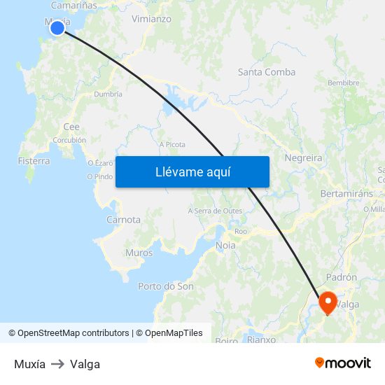 Muxía to Valga map