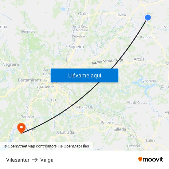 Vilasantar to Valga map