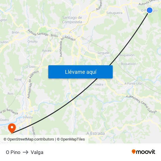 O Pino to Valga map