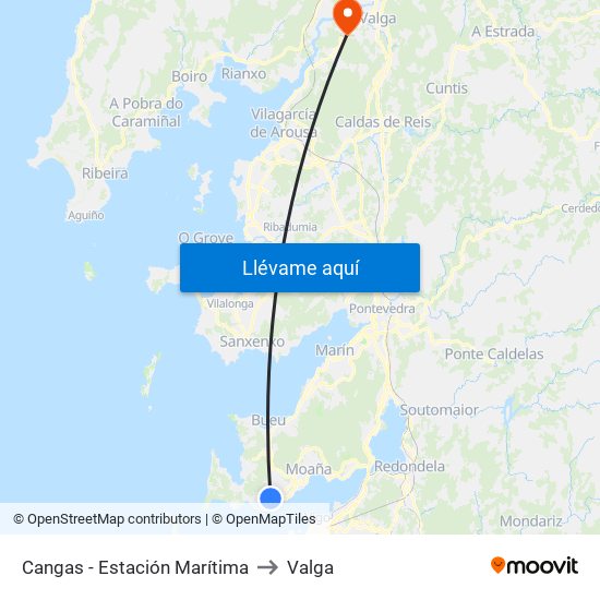 Cangas - Estación Marítima to Valga map