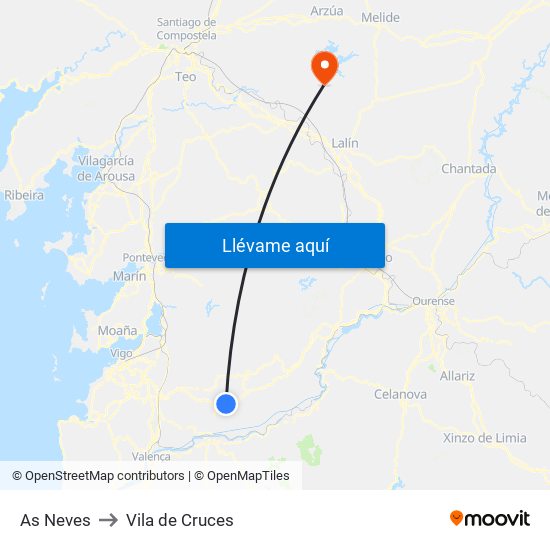 As Neves to Vila de Cruces map