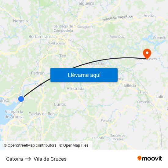 Catoira to Vila de Cruces map