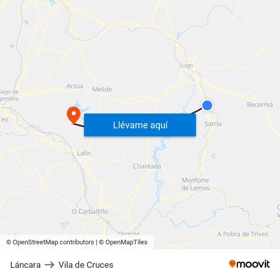 Láncara to Vila de Cruces map