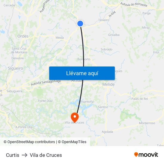 Curtis to Vila de Cruces map