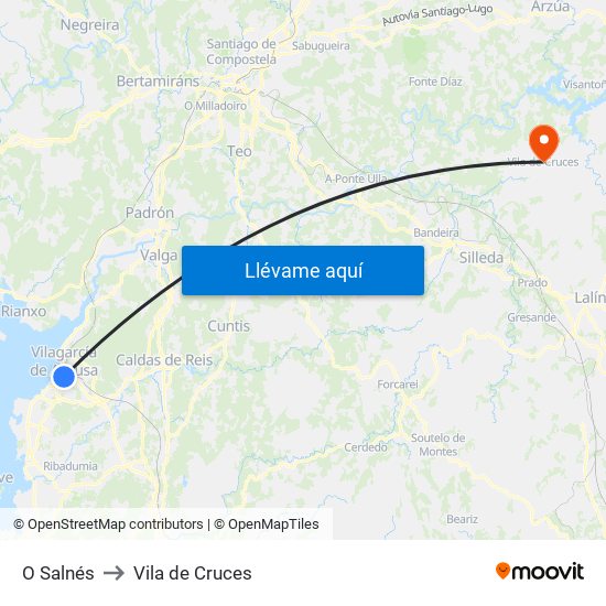 O Salnés to Vila de Cruces map