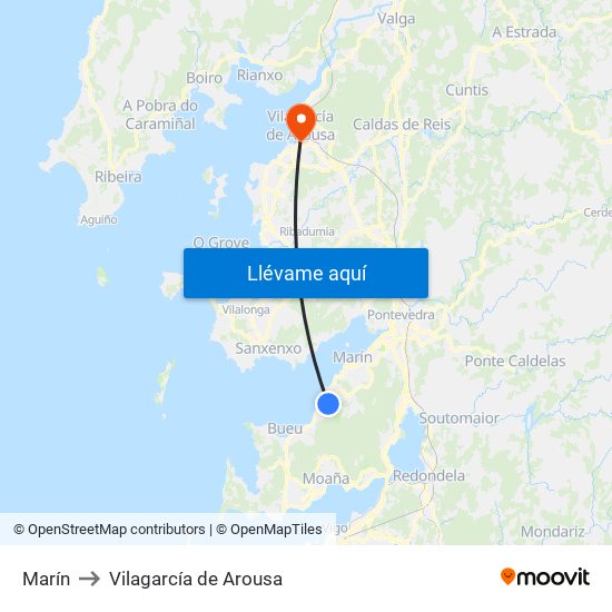 Marín to Vilagarcía de Arousa map
