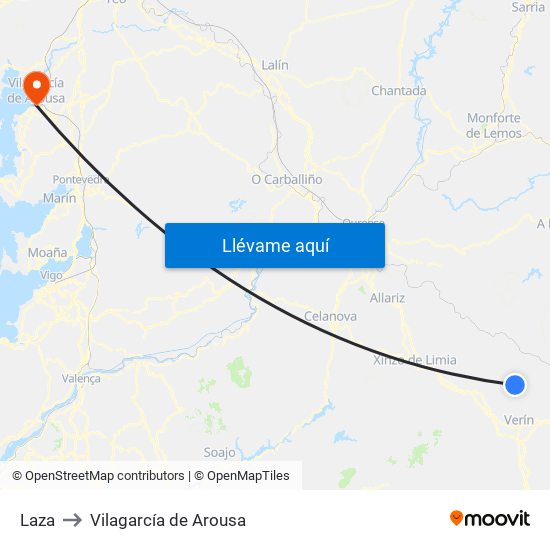 Laza to Vilagarcía de Arousa map