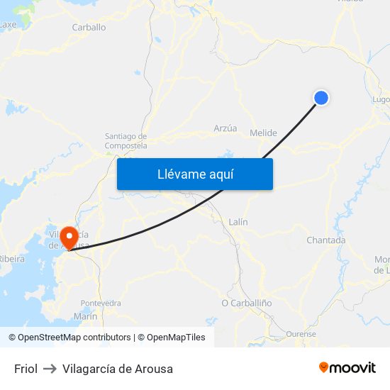 Friol to Vilagarcía de Arousa map
