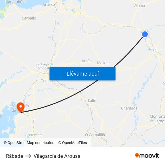 Rábade to Vilagarcía de Arousa map