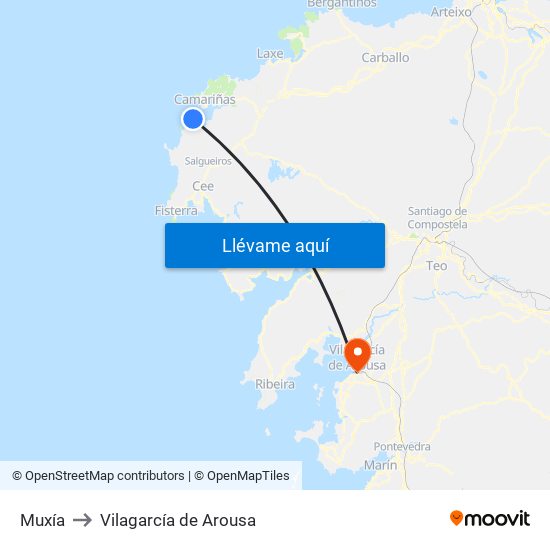 Muxía to Vilagarcía de Arousa map