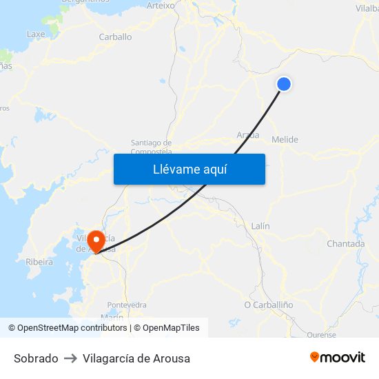 Sobrado to Vilagarcía de Arousa map