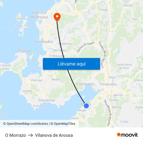 O Morrazo to Vilanova de Arousa map