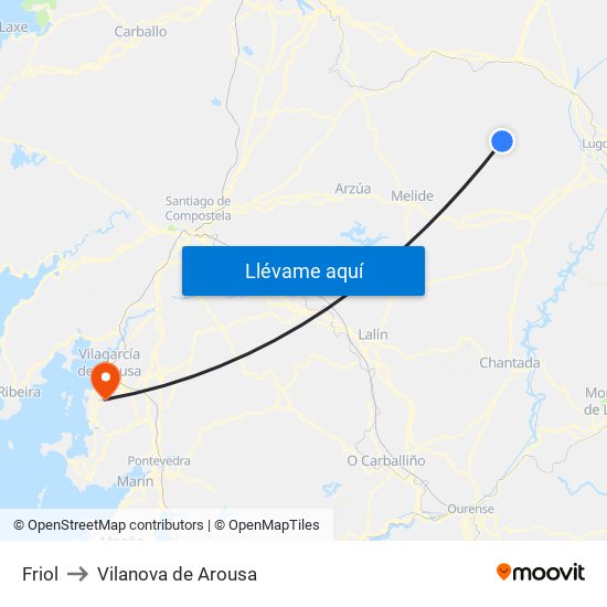 Friol to Vilanova de Arousa map