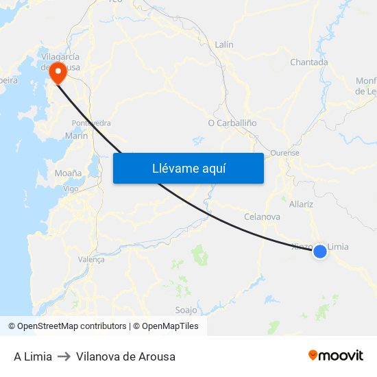 A Limia to Vilanova de Arousa map