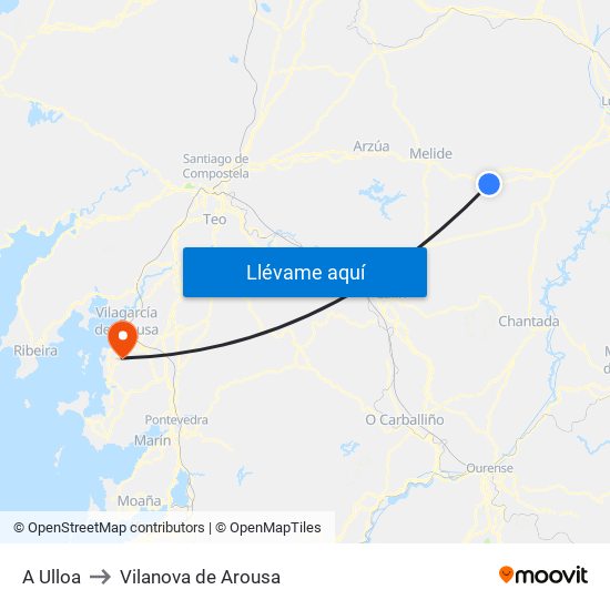 A Ulloa to Vilanova de Arousa map