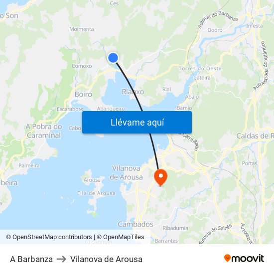 A Barbanza to Vilanova de Arousa map
