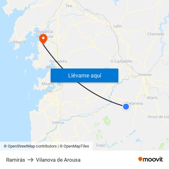Ramirás to Vilanova de Arousa map