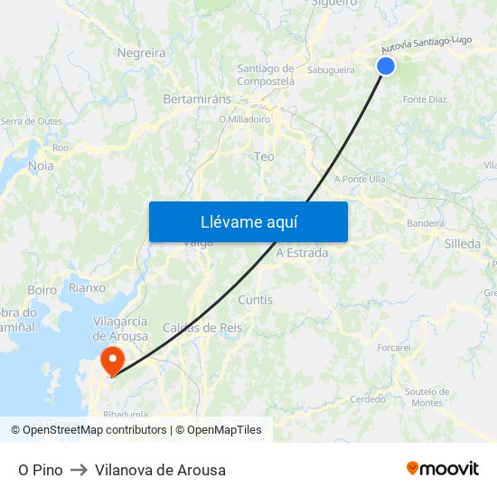 O Pino to Vilanova de Arousa map