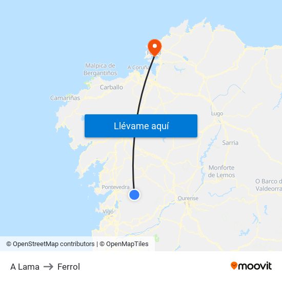 A Lama to Ferrol map