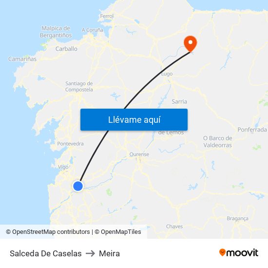 Salceda De Caselas to Meira map